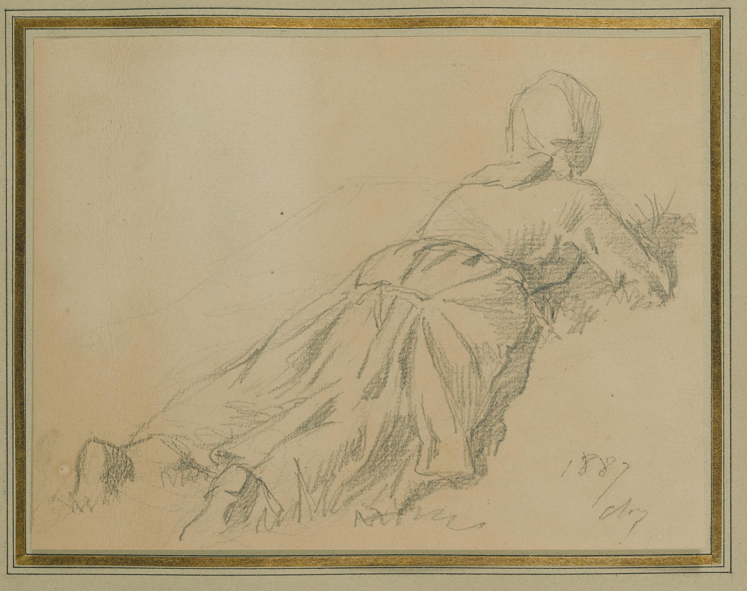 Charles-Émile Jacques - Paysanne allongée sur le ventre