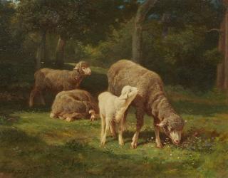 Charles-Emile Jacques - Weidende Schafe