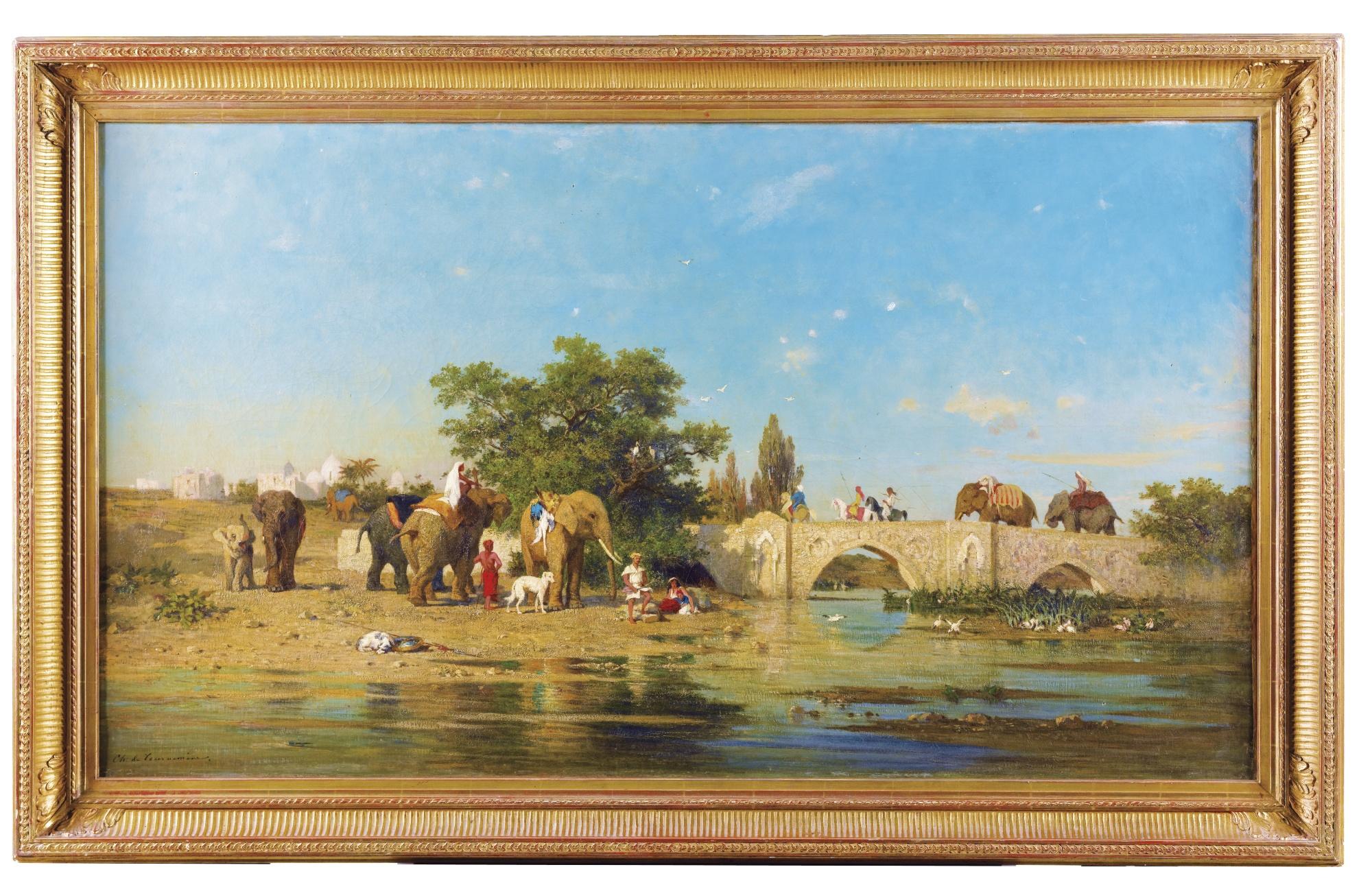 La Halte Des Éléphants Près De La RivièrecharlesEmile Vacher De