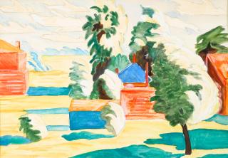 Charles Ephraim Burchfield - July Wind 14 1/4 x 20 in. (36.2 x 50.8 cm.)