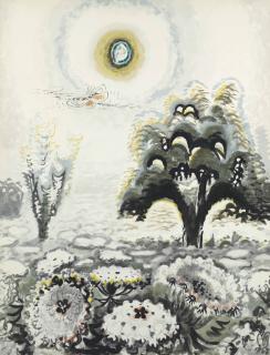 Charles Ephraim Burchfield - The Moon and Queen Anne\'s Lace