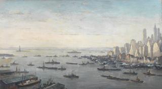 Charles Ernest Cundall R.A. - New York Harbour