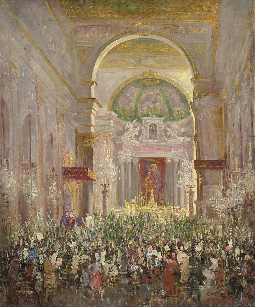 Charles Ernest Cundall, R.A. - Palm Sunday, Amalfi Cathedral