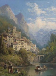 Charles-Euphrasie Kuwasseg - A lakeside town in Piemonte