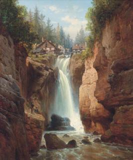 Charles-Euphrasie Kuwasseg - Anglers at an Alpine gorge