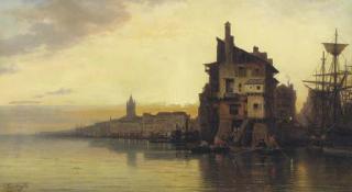 Charles Euphrasie Kuwasseg - Fishing Boats Arriving At A French Port