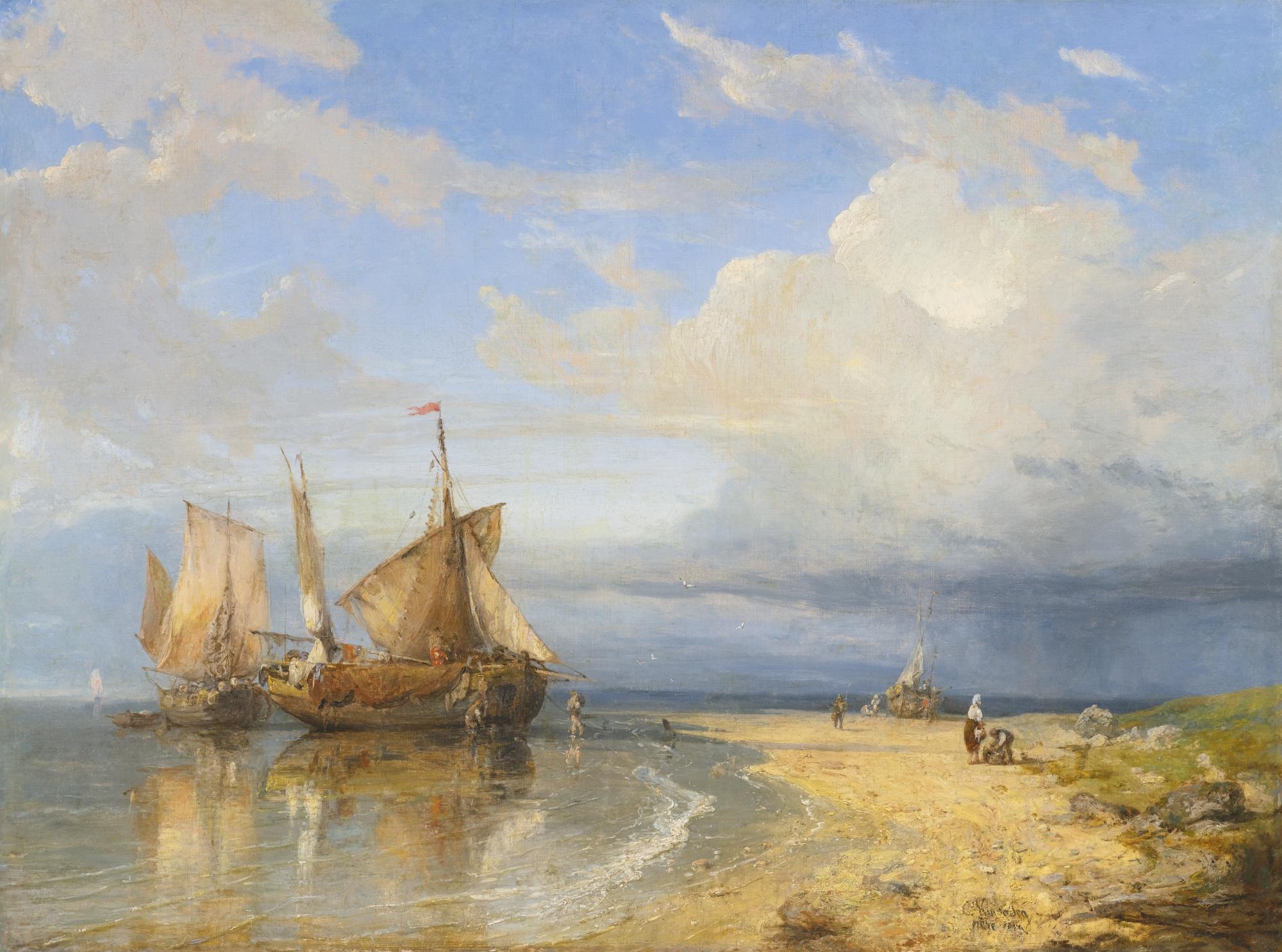 Charles Euphrasie Kuwasseg - Unloading The Catch