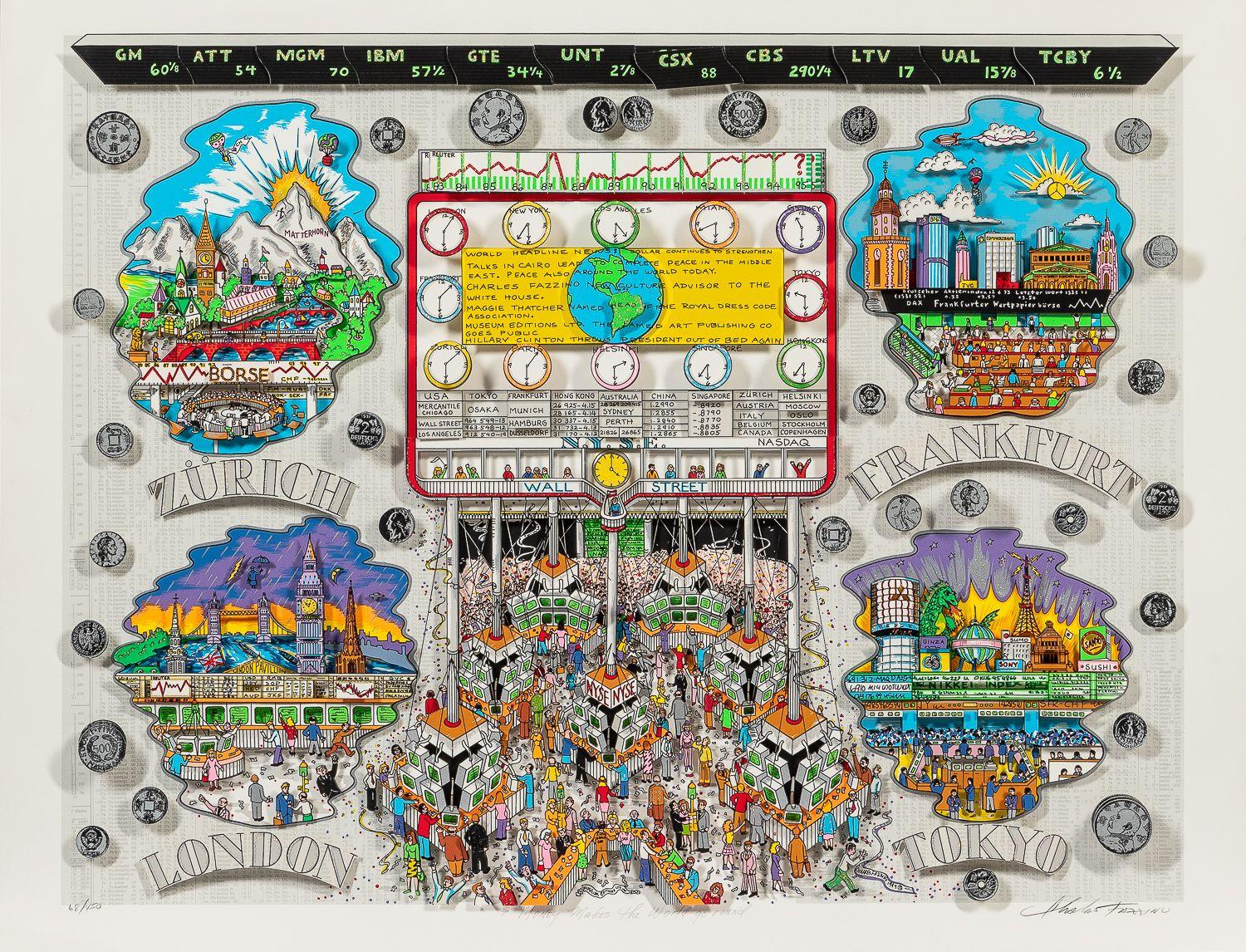 Charles Fazzino - $ Money Makes the World Go Around