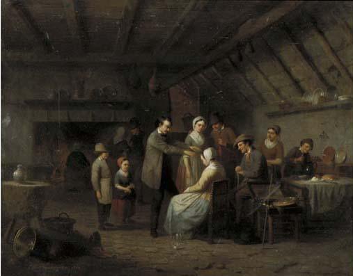 Charles Ferdinand Venneman - Le magnetiseur: treating a patient in a tavern