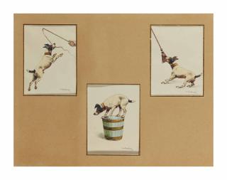 Charles-Fernand De Condamy - Trois études de Jack Russel jouant