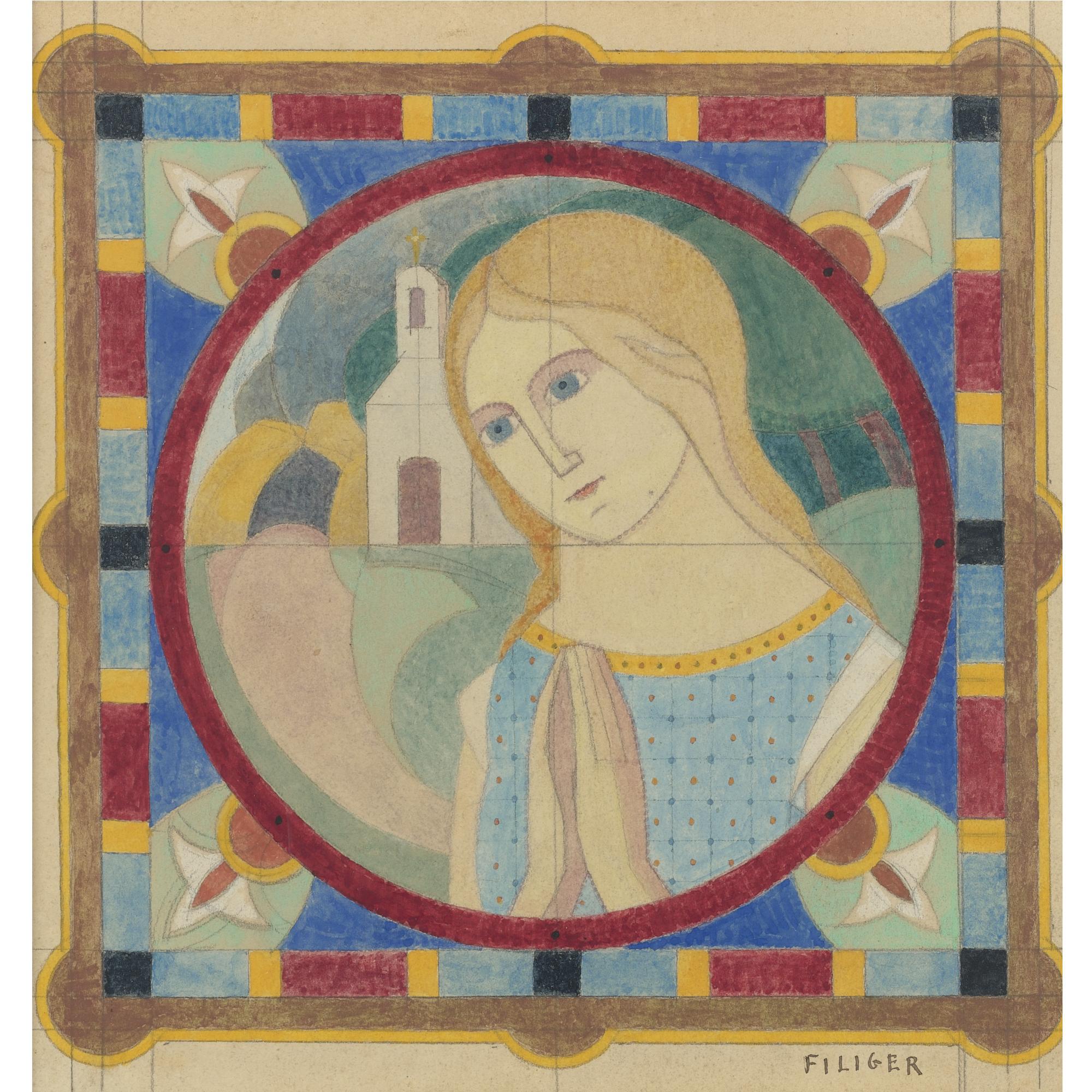 Charles Filiger - Jeune Femme Priant Sur Fond De Paysage