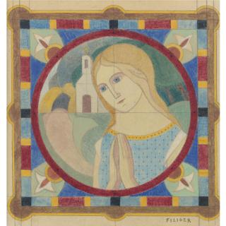 Charles Filiger - Jeune Femme Priant Sur Fond De Paysage