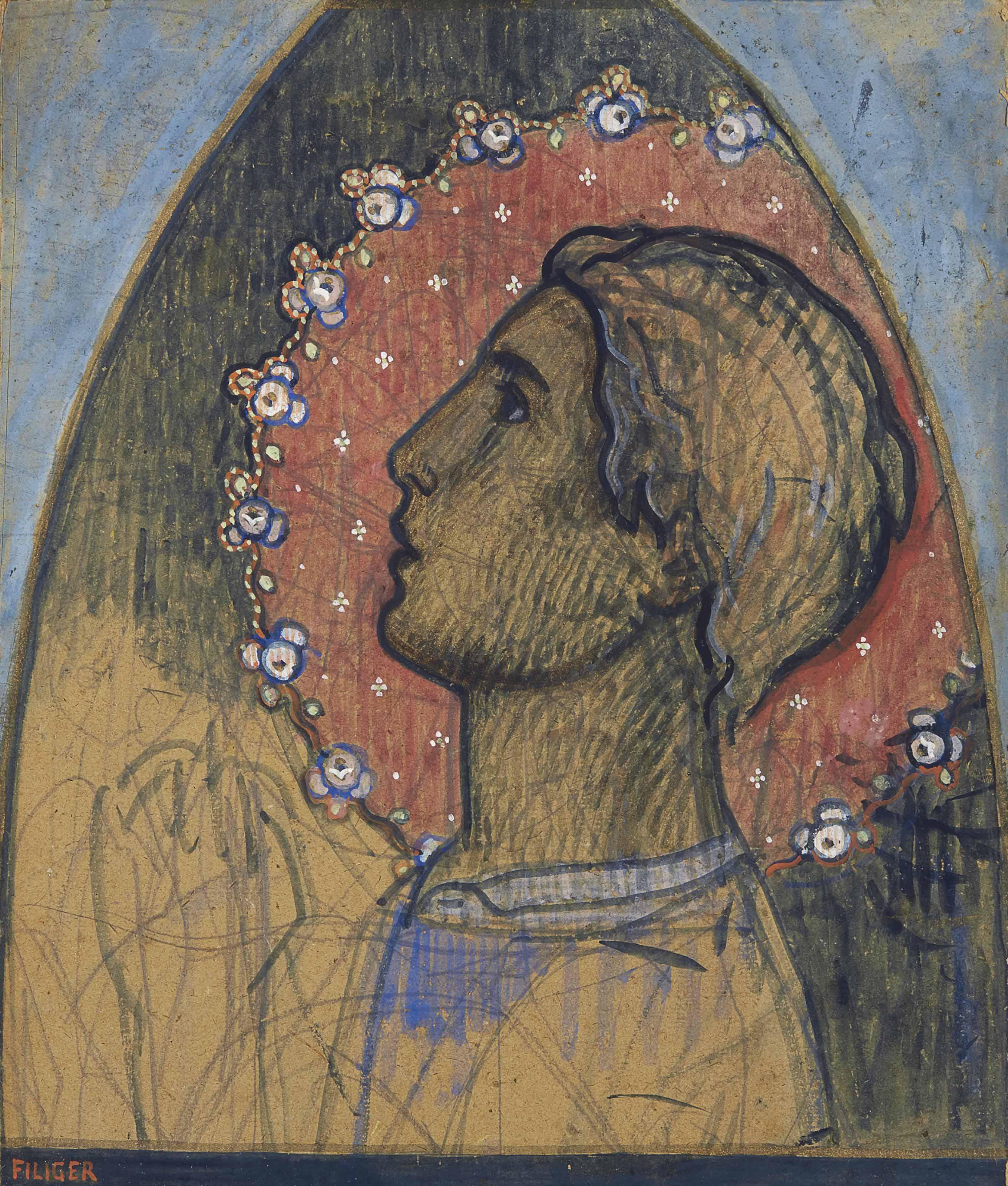 Charles Filiger - Tête de saint ou Saint sous une ogive
