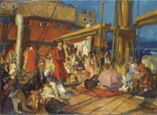 Charles Fouqueray - Sur Le Pont D\'Un Paquebot En Orient