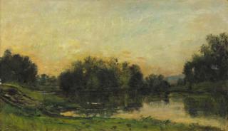 Charles François Daubigny - Au bord de l\'Oise - l\'île de Vaux
