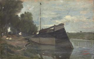 Charles-Francois Daubigny - Auvers, péniche sur l\'Oise