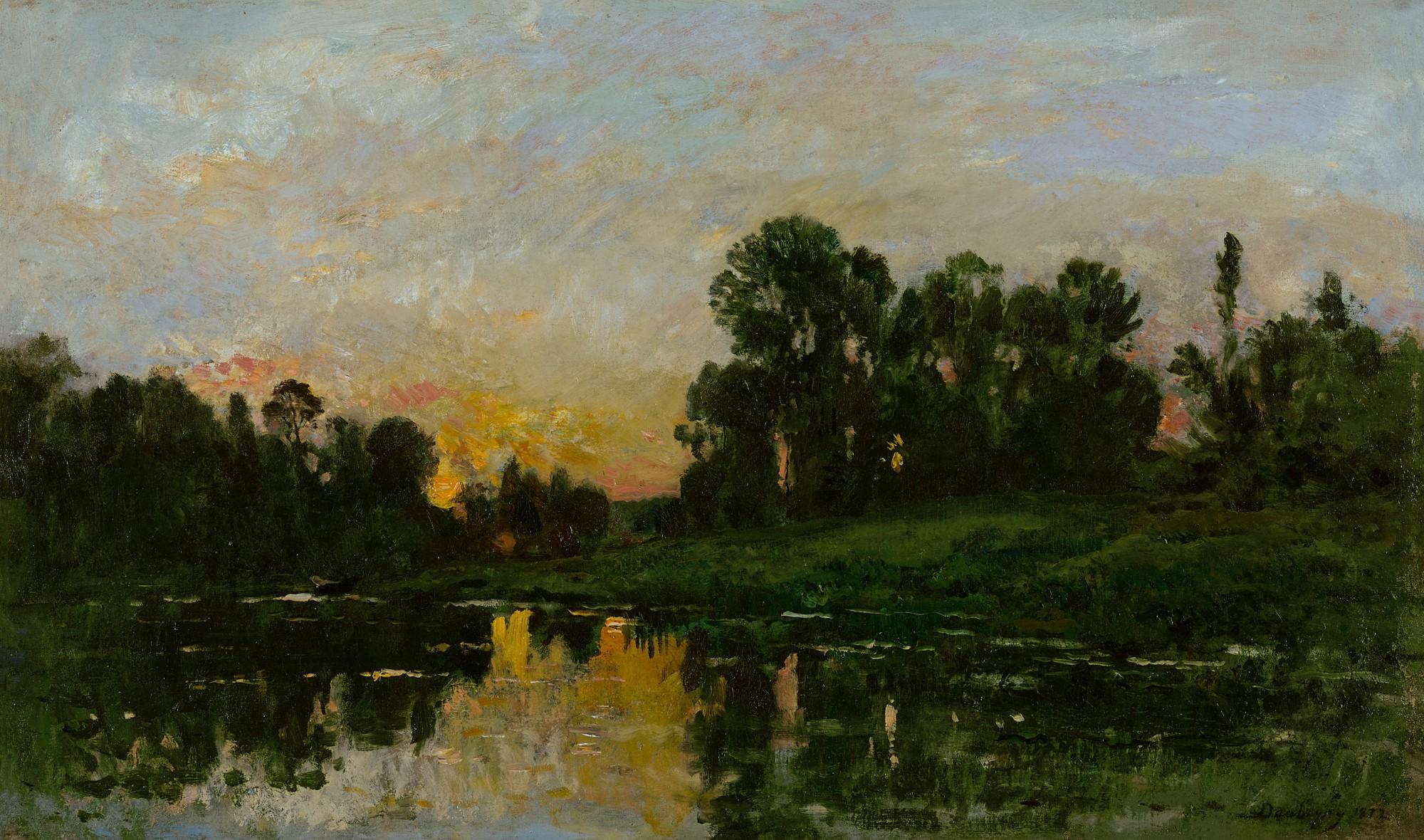 Charles François Daubigny - Coucher de soleil sur La rivière