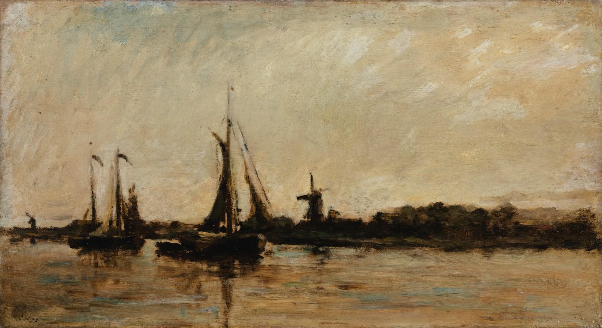 Charles-François Daubigny - LANDSCAPE WITH A CANAL IN HOLLAND