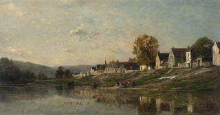 Charles-François Daubigny - Les Laveuses au bord de la Seine à Bonnières