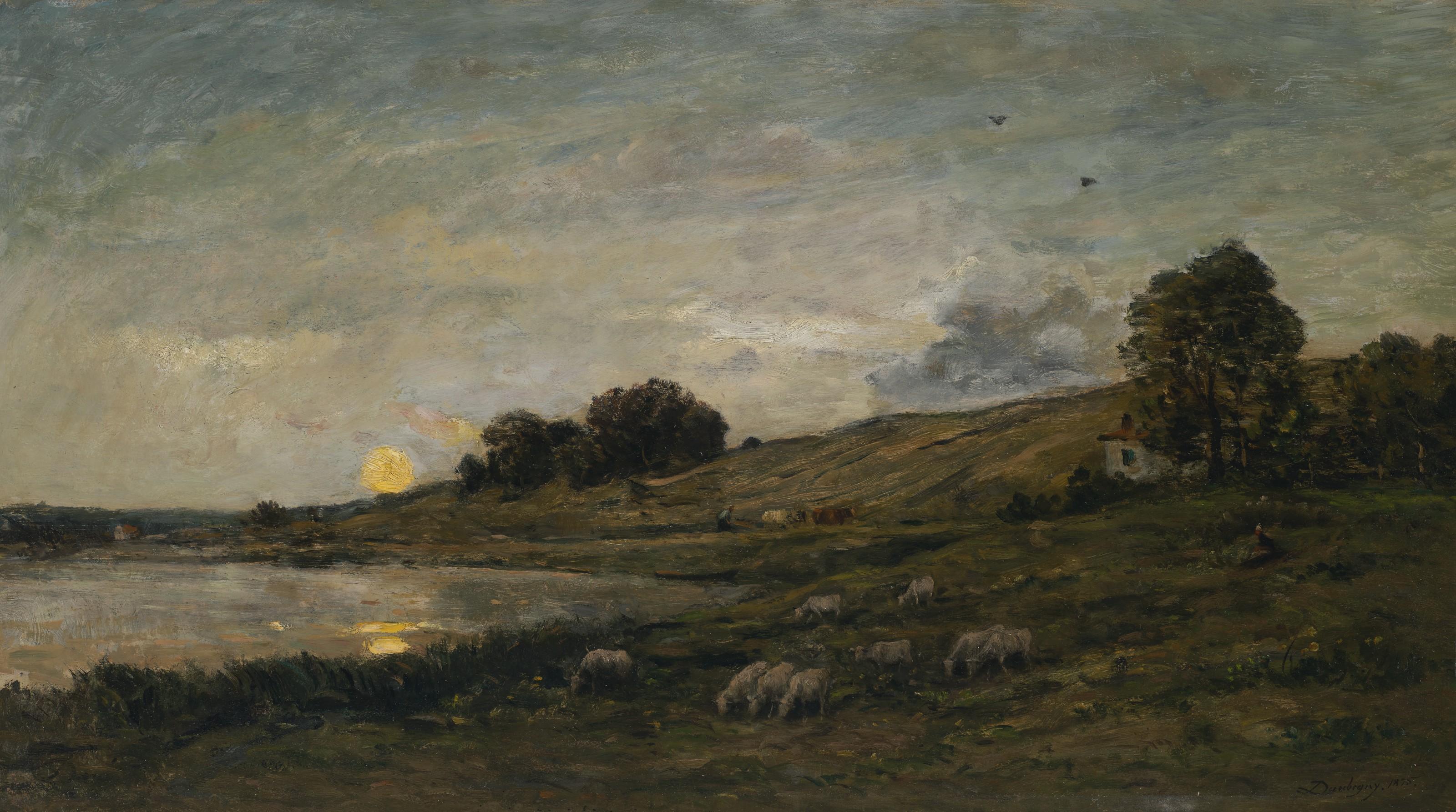 Charles-François Daubigny - Troupeau de moutons au bord de la rivière