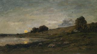 Charles-François Daubigny - Troupeau de moutons au bord de la rivière