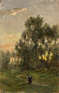 Charles Francois Daubigny - Waldlandschaft im Abdenlicht