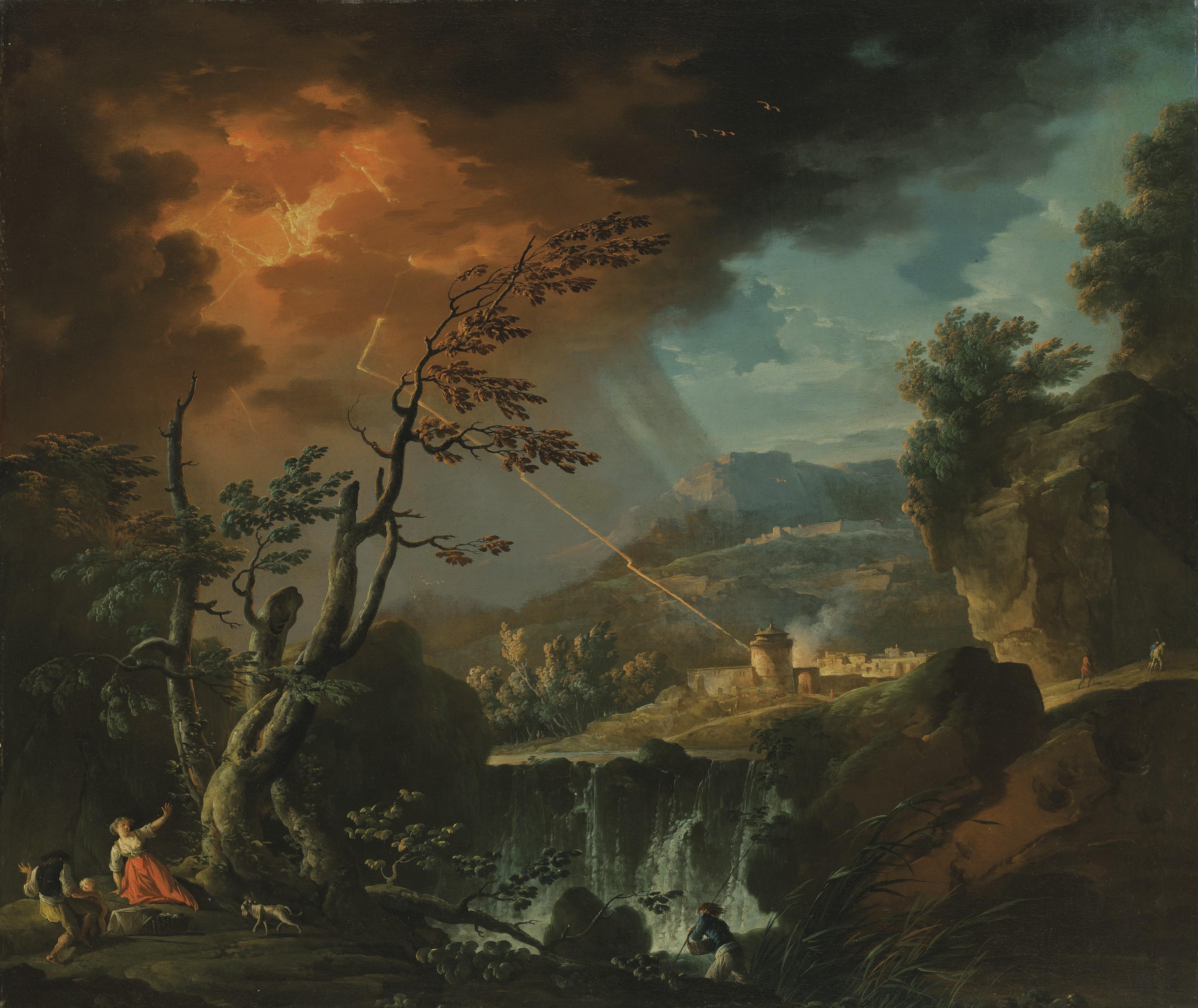 Charles François Delacroix, Called Lacroix De Marseille - An Italianate landscape with a thunderstorm