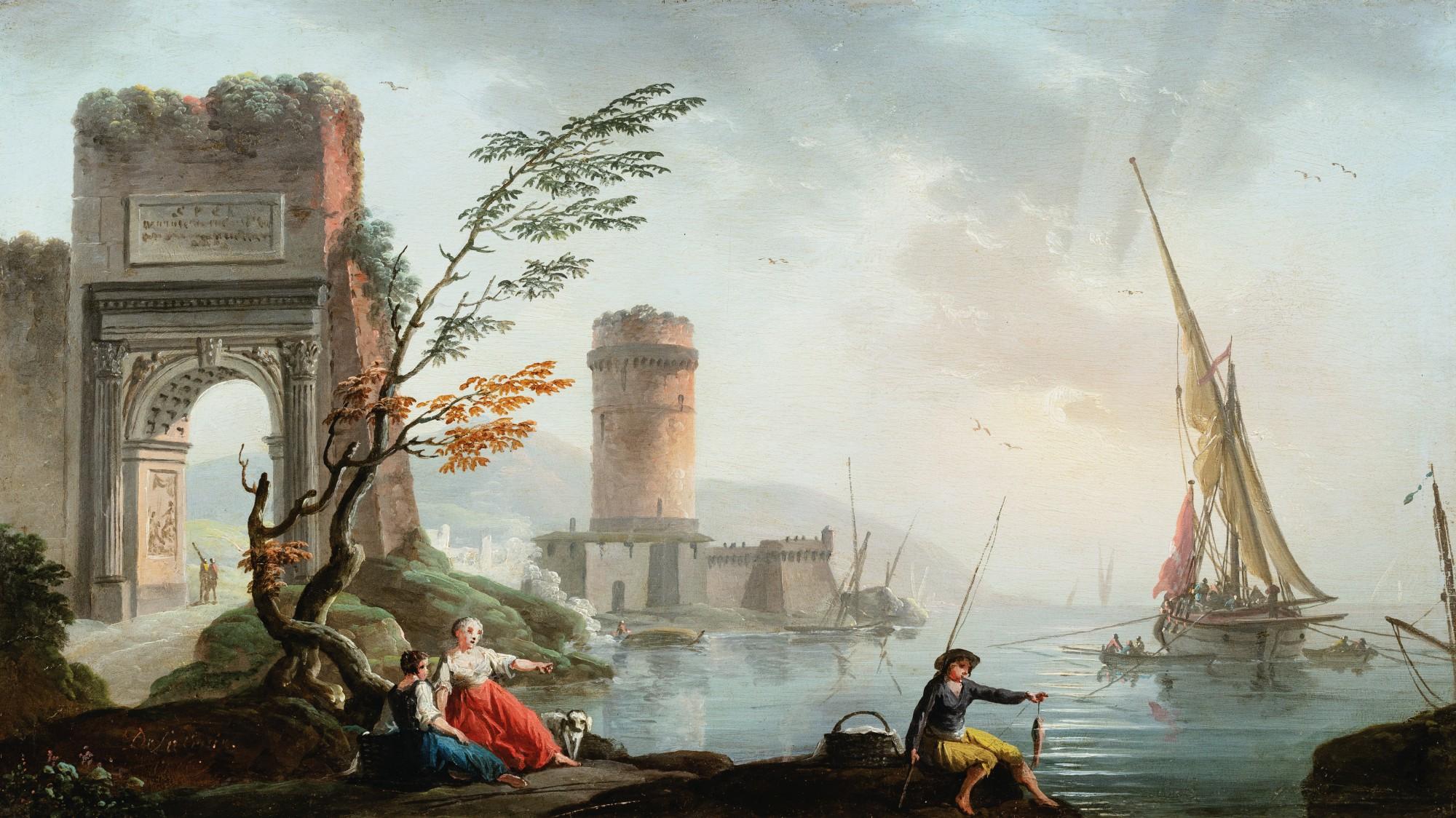 Charles François Grenier de Lacroix - A marine at sunset