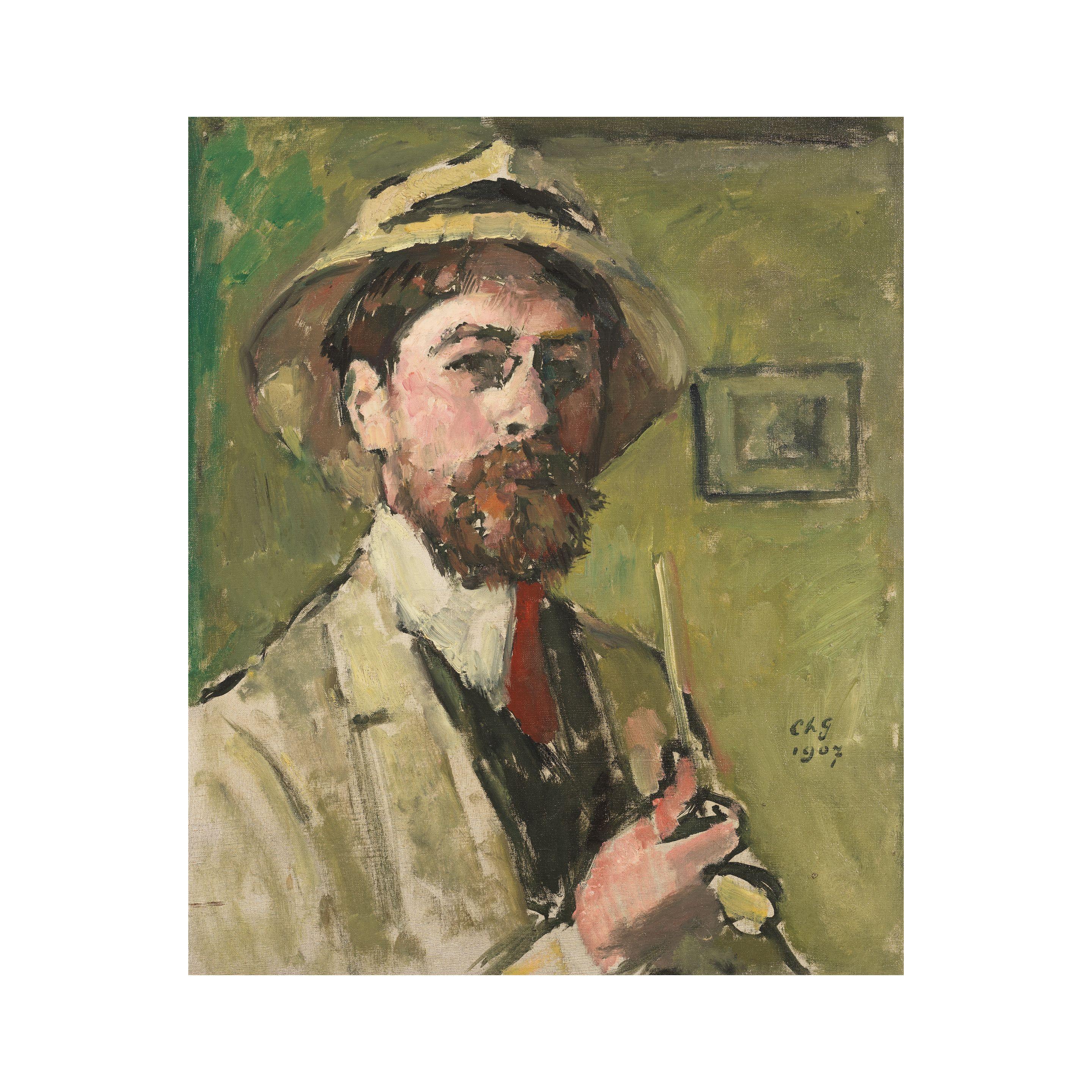 Charles François Prosper Guérin - Autoportrait avec la pipe