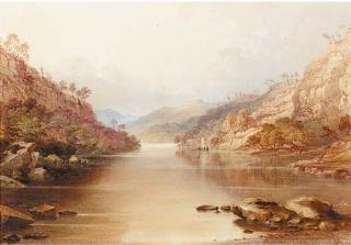 Charles Frederick Buckley - A sailing vessel on a lake in a mountainous landscape