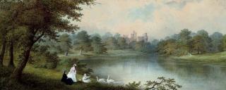 Charles Frederick Buckley - Feeding the swans before Warwick Castle (illustrated); and Herding the cattle past Carisbrook Castle, Isle of Wight
