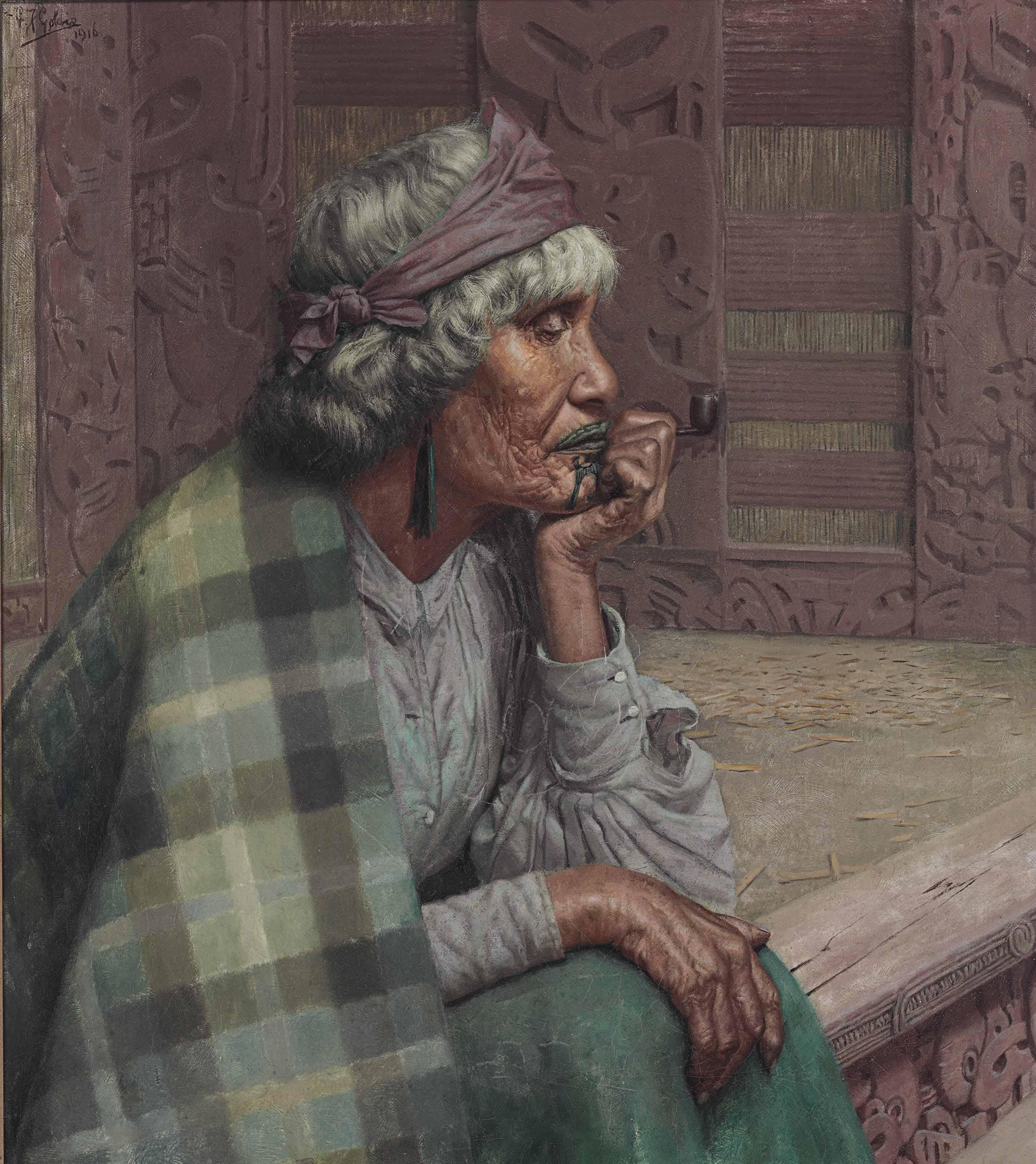 Charles Frederick Goldie - Reverie, Ena Te Papatahi, A Ngapuhi Chieftainess (Ina Te Papatahi, Nga Puhi)
