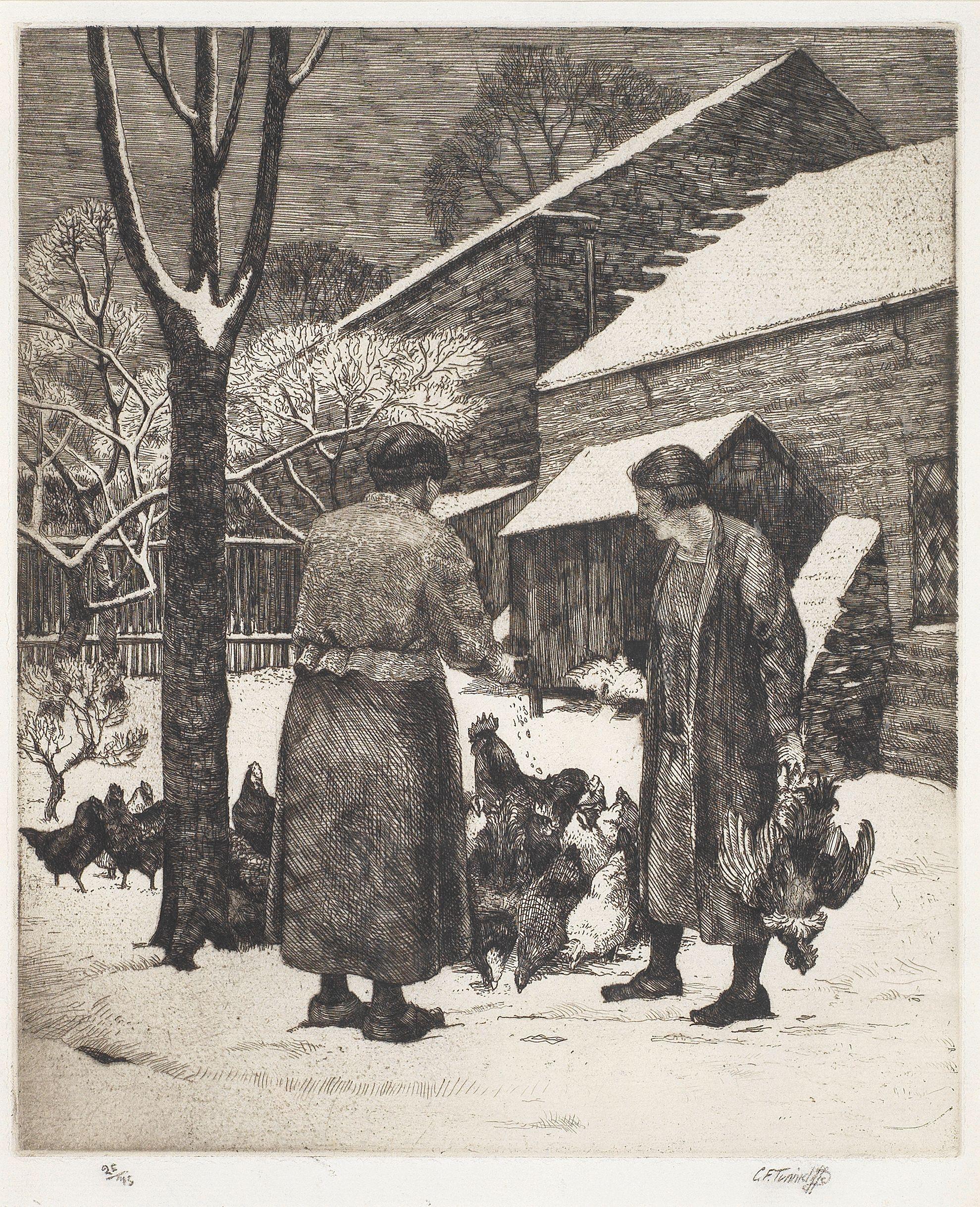 Charles Frederick Tunnicliffe O.B.E., R.A. - Christmas Chickens; The Pig Dealer