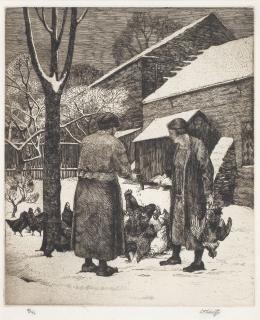 Charles Frederick Tunnicliffe O.B.E., R.A. - Christmas Chickens; The Pig Dealer