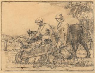 Charles Frederick Tunnicliffe O.B.E., R.A. - The Newborn Calf