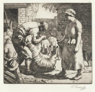 Charles Frederick Tunnicliffe R.A. - The Sheep Doctor; The Bull