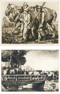 Charles Frederick Tunnicliffe - The Harvesters; The Kestral; And The Swing Bridge