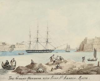 Charles Frederick Von Brocktorff - The Grand Harbour with Fort St Angelo, Malta