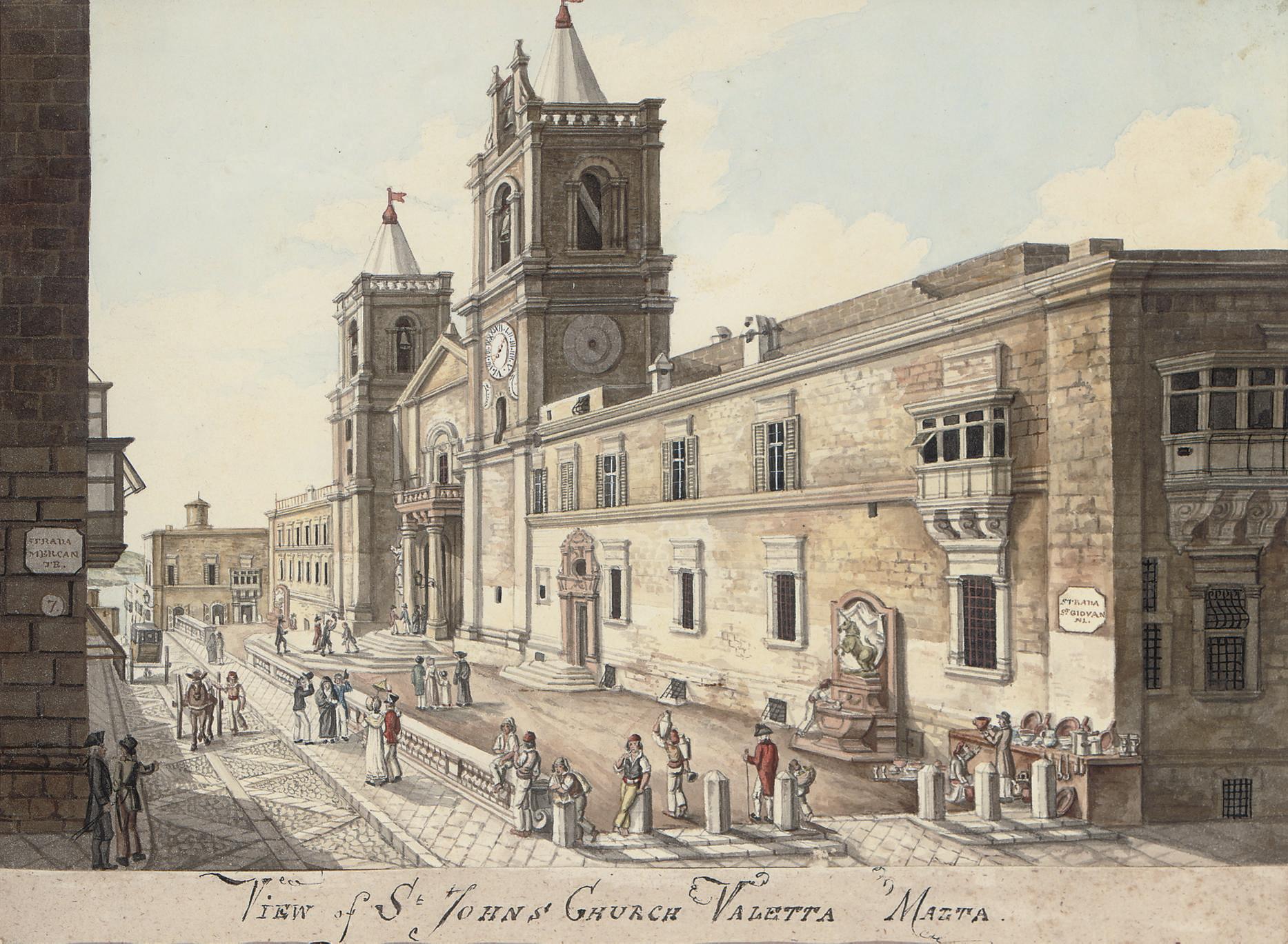 Charles Frederick Von Brocktorff - View of St John\'s Church, Valletta, Malta