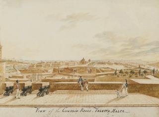 Charles Frederick Von Brocktorff - View of the Curtain Reale, Valletta, Malta