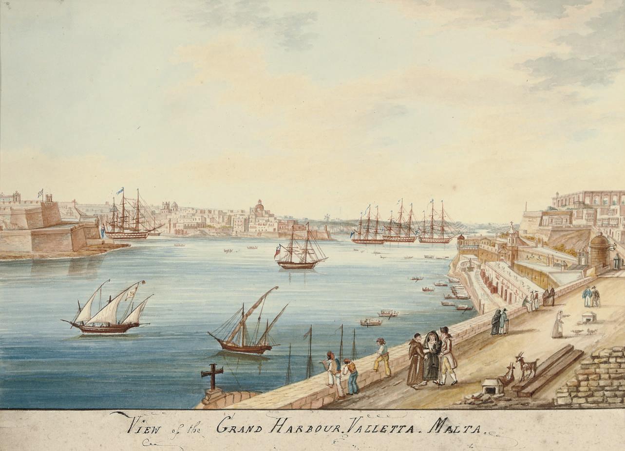 Charles Frederick Von Brocktorff - View of the Grand Harbour, Valletta, Malta