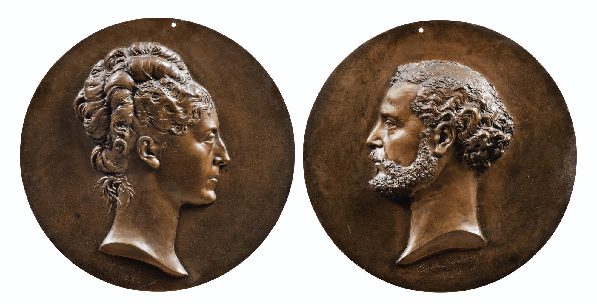 Charles Gauthier - A PAIR OF MEDALLIONS WITH THE PROFILES OF A MAN AND A WOMAN