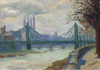 Charles Ginner, A.R.A. - Battersea Power Station From Chelsea Embankment