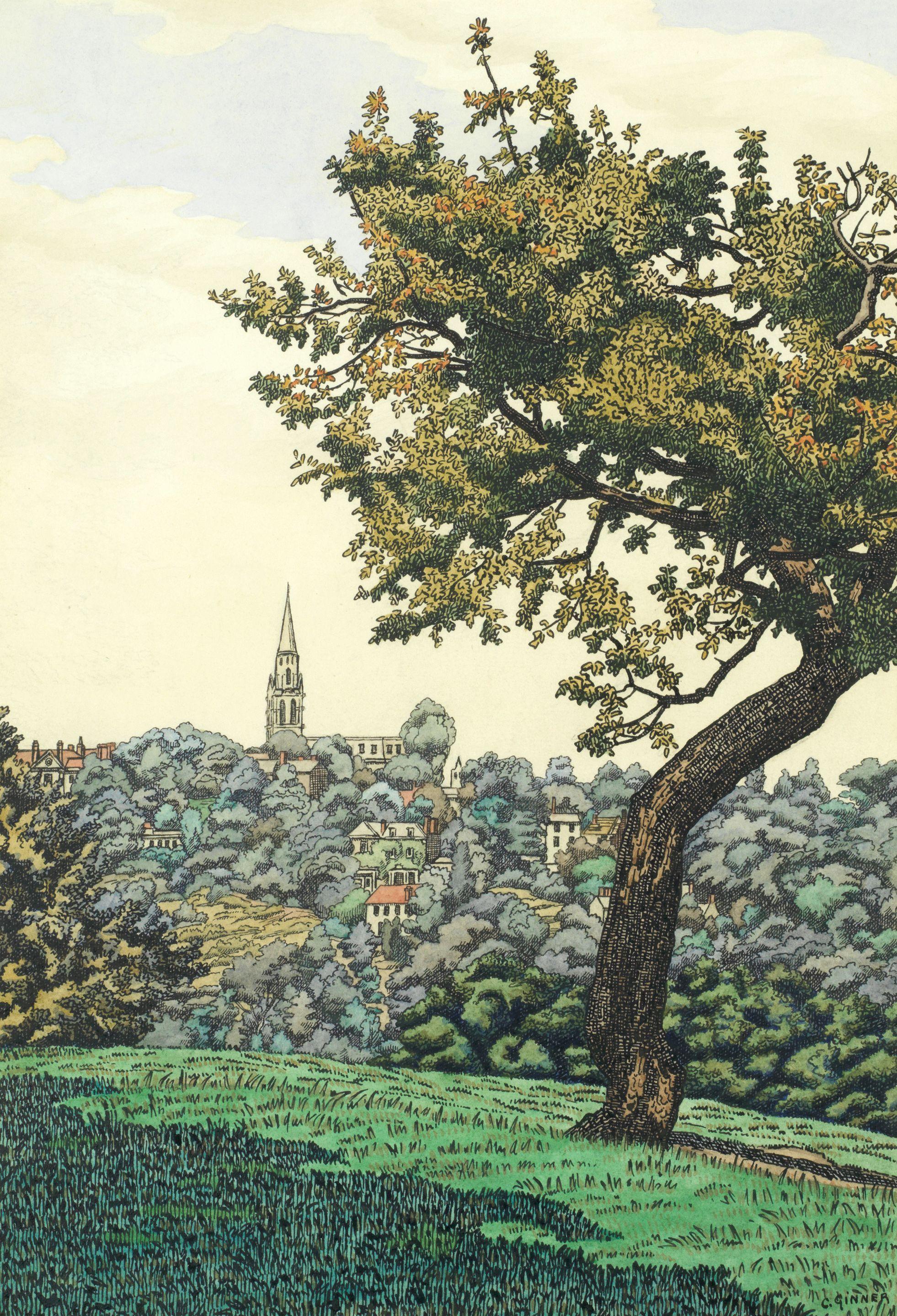 Charles Ginner A.R.A. - Highgate from Hampstead Heath