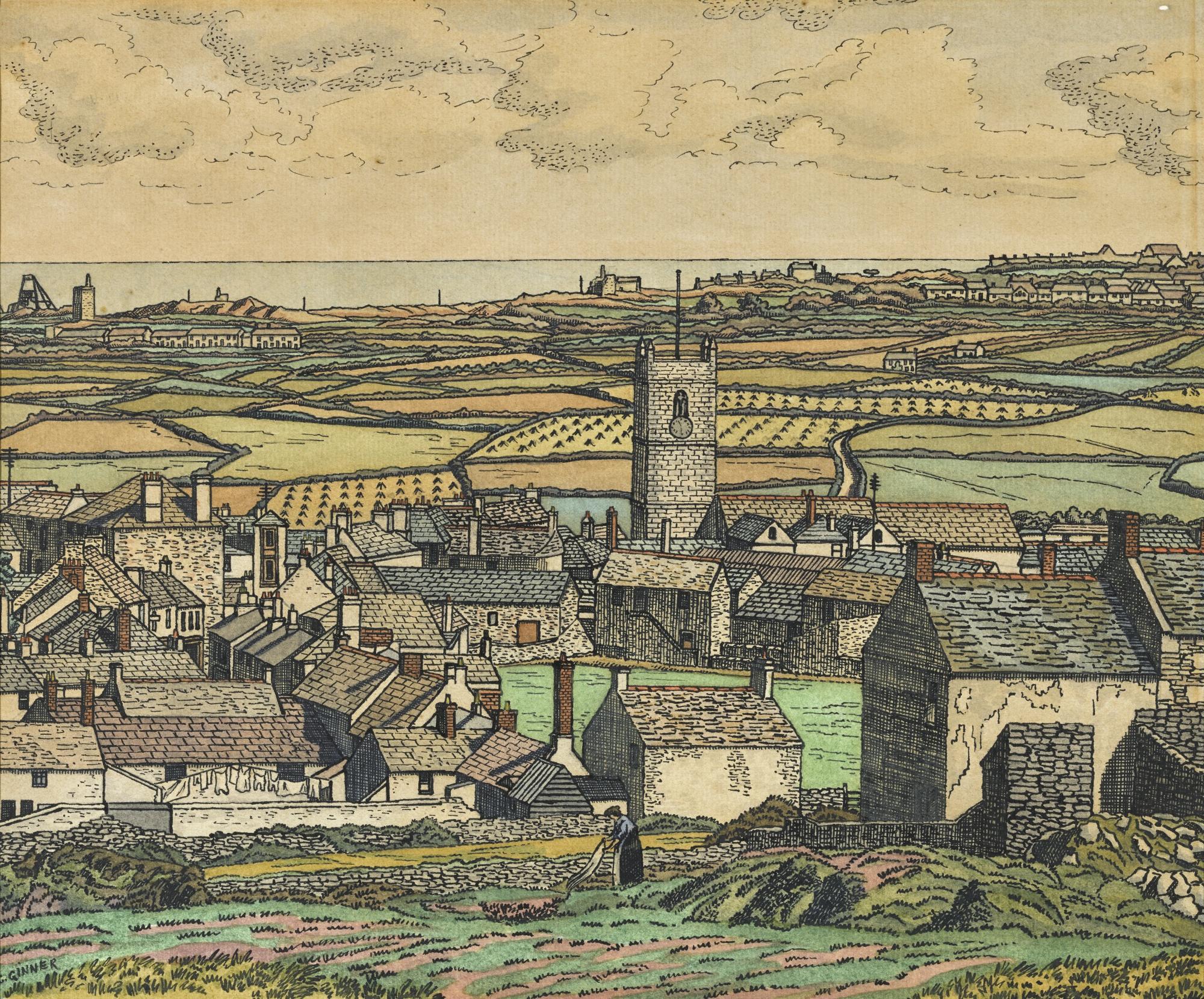 Charles Ginner, A.R.A. - St. Just In Cornwall - A Landscape With Cottages