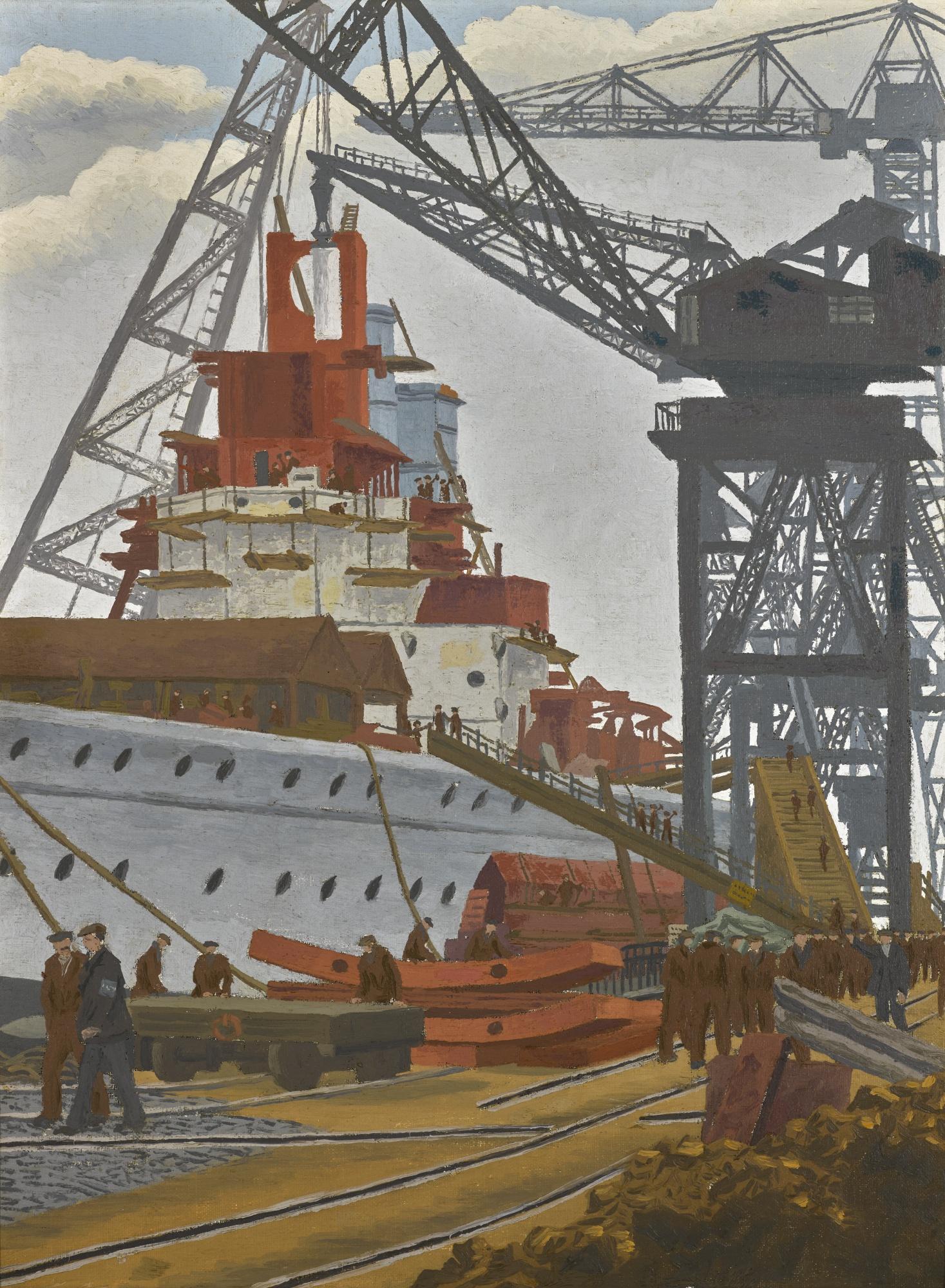Charles Ginner, A.R.A. - The Building Of \'Hms The Prince Of Wales\'