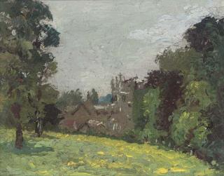 Charles Ginner - Church in a landscape