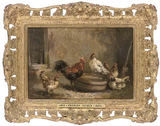 Charles H. Clair - Chickens in a barn