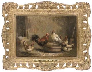 Charles H. Clair - Chickens in a barn