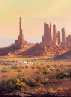 Charles H. Pabst - Monument Sunrise 16 x 12 in. framed 26 x 22 in.